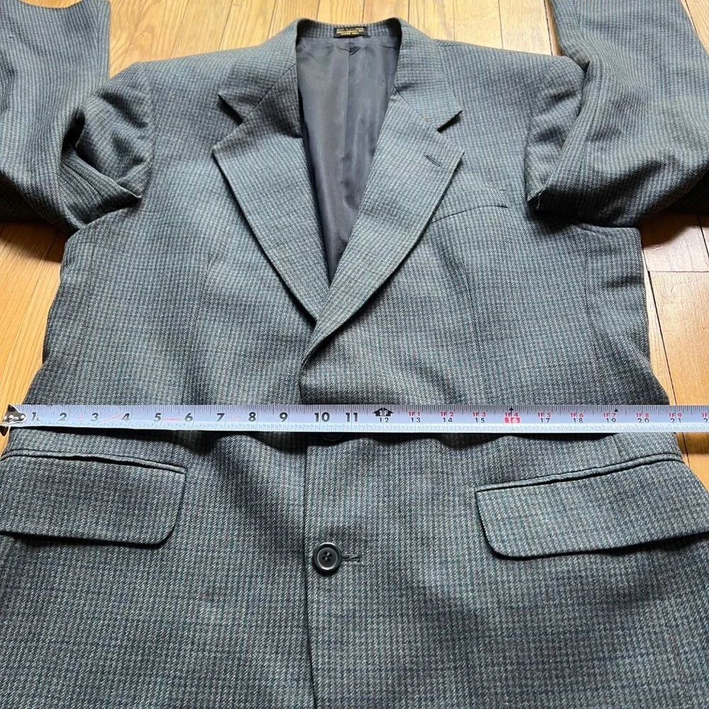 Oscar De La Renta Mens Size 42L Gray Houndstooth Single Breasted Blazer Jacket - Picture 11 of 15